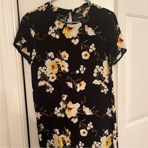 Forever 21 Floral Black and Yellow Dress